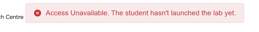 Message of inaccessible student workspace